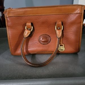Vintage Dooney & Bourke Brown Pebbled Leather Satchel Bag Purse